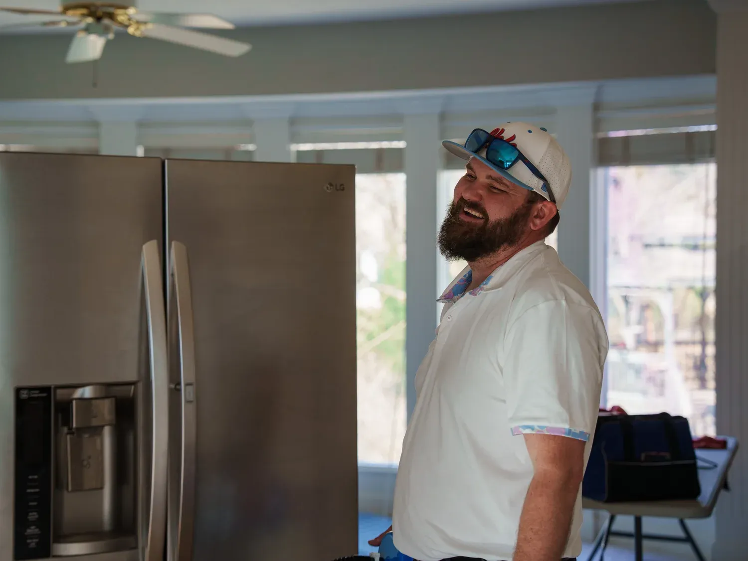 Nick Kruckenberg, founder of Good Ol' Boy Hardwood Floors, on a Kansas City job